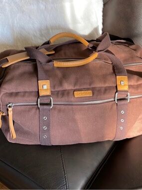 BODHI Canvas Duffle Bag with Tan Leather Accents
